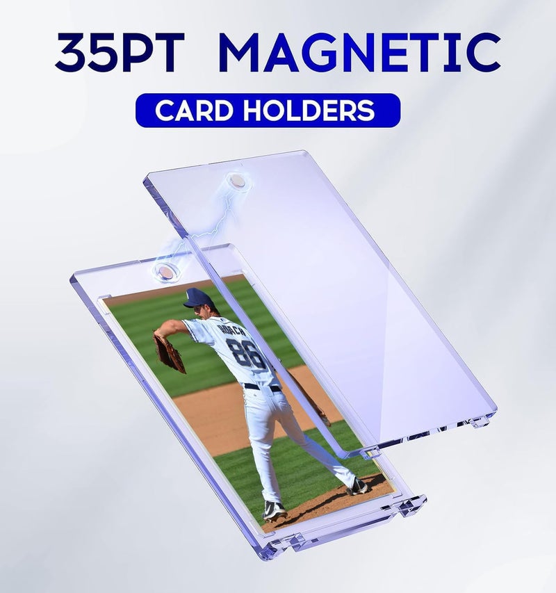 Basthalan 50ct Magnetic Card Holder, 35pt Single Touch, U-V Protectors Hard Plastic for Trading Cards, Magnet Case, Sports, Game, Football, Baseball - Image 2